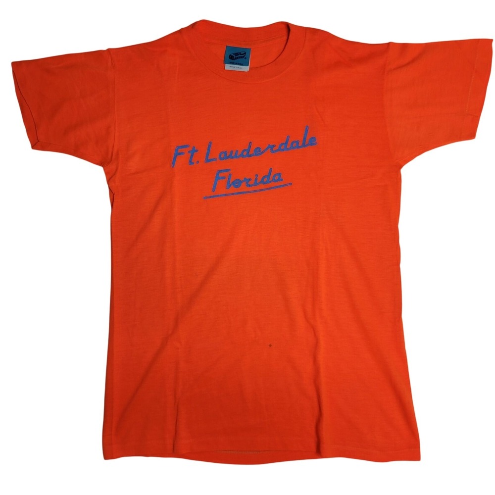 Vintage Orange Ft. Lauderdale Florida T-Shirt Medium Sneakers USA Cotton‎